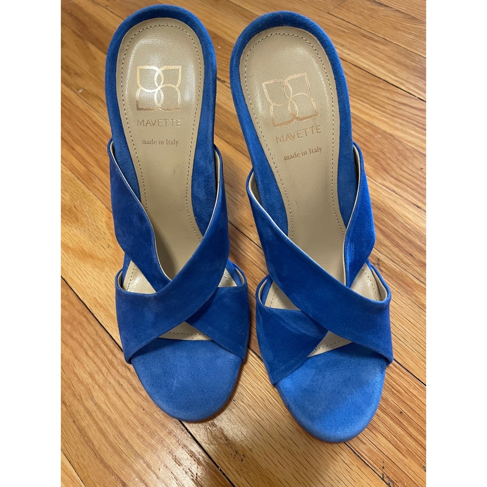 Mavette Blue Suede Mule Heels Made in Italy EU 36.5 US‎ 6.5 EUC